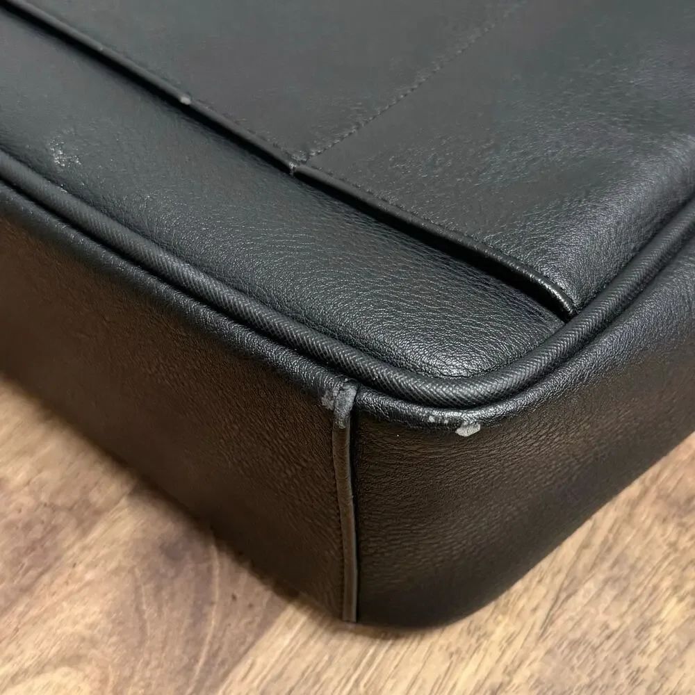 Ted Baker Messenger Bag Briefcase Laptop Faux Leather Professional Unisex Black